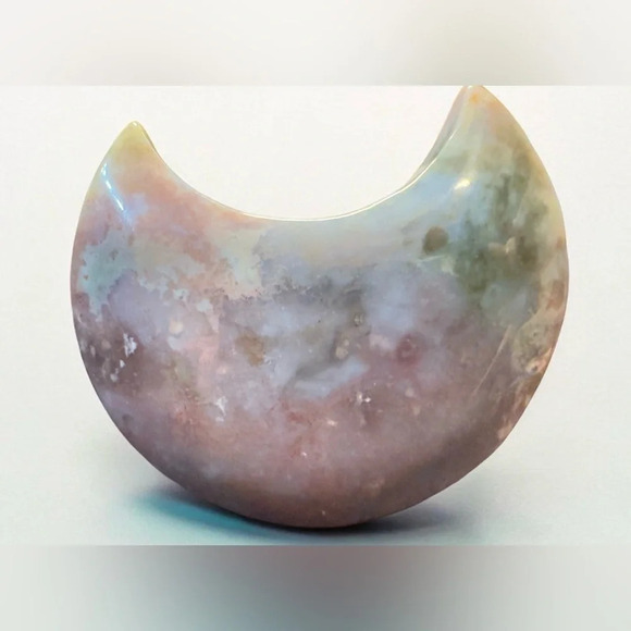 Natural Crystal Palm Stone Duo (Purple Moss Agate/Sunstone) - Picture 4 of 10